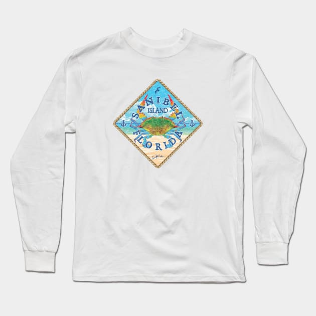 Sanibel Island, Florida, Blue Crab on Beach Long Sleeve T-Shirt by jcombs